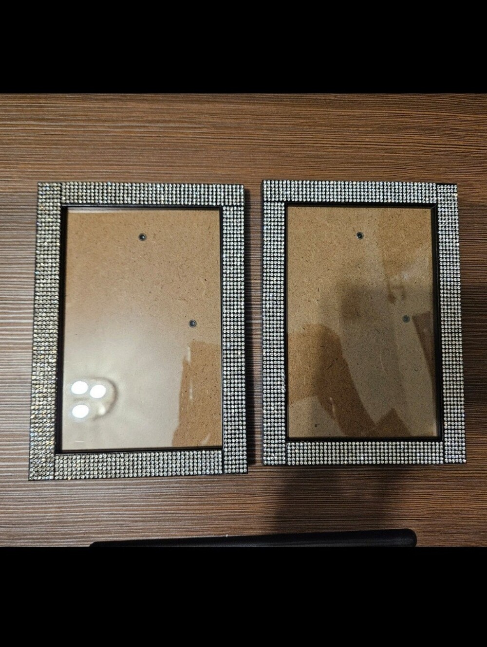 Set Of 2 Black Picture Frames with Rhinestone Border